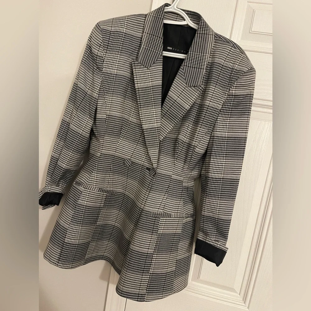 ASOS black & white plaid blazer NWOT - Picture 1 of 2